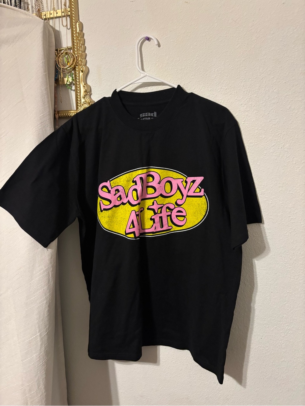 Junior H SadBoyz4Life Graphic Tee - Black with Yellow & Pink Logo